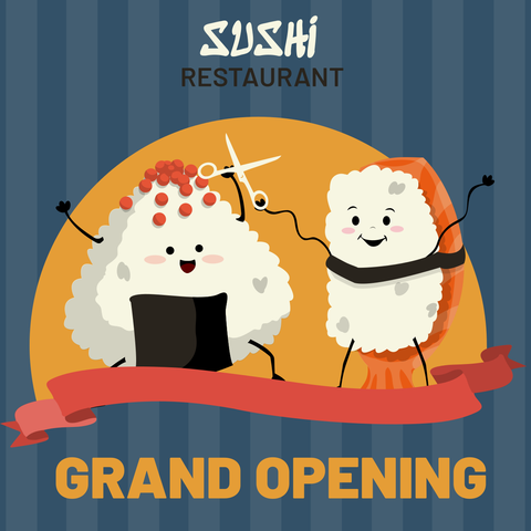 Sushi Restaurant Grand Opening Sign Template
